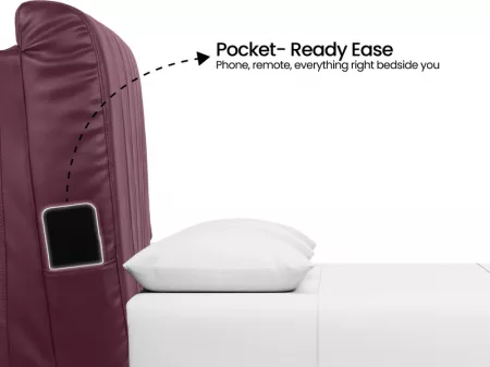 Regal Queen Bed with Burgundy Leatherite